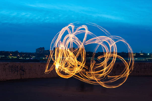 istock Presentation with fiery light painting streaks 478667008