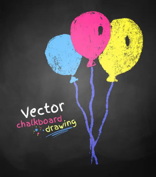 Vector illustration of Chalk drawing of balloons.