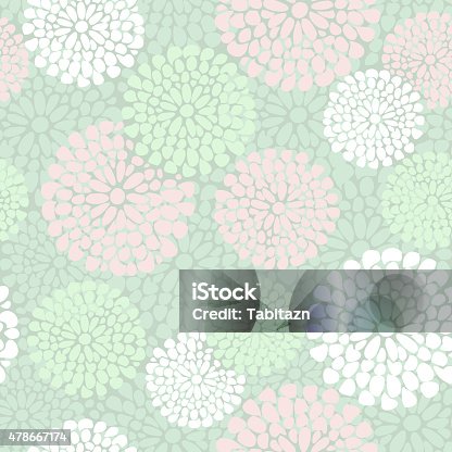 istock Beautiful floral pattern in pink and mint color, vector 478667174