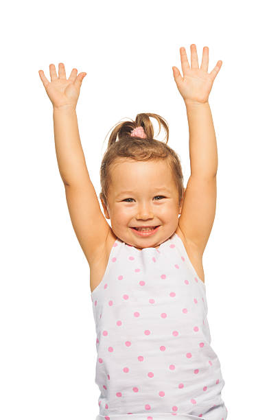 istock Little girl with lifted hands 478667959