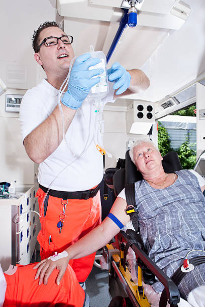istock Paramedics ambulance emergency first aid infusion 478668766