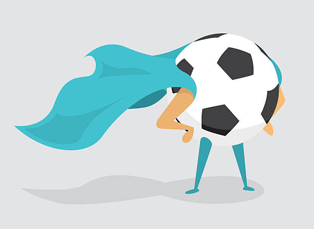 Soccer super hero ball with cape vector art illustration