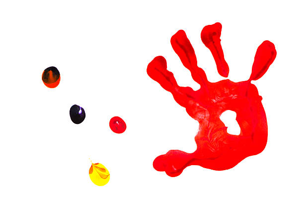 red imprint of a child's hand stock photo