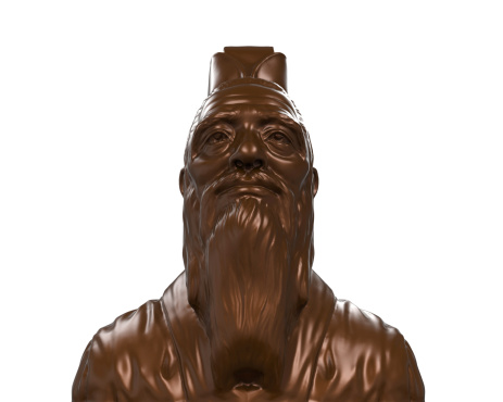 Bronze Statue of Confucius isolated on white background. 3D render