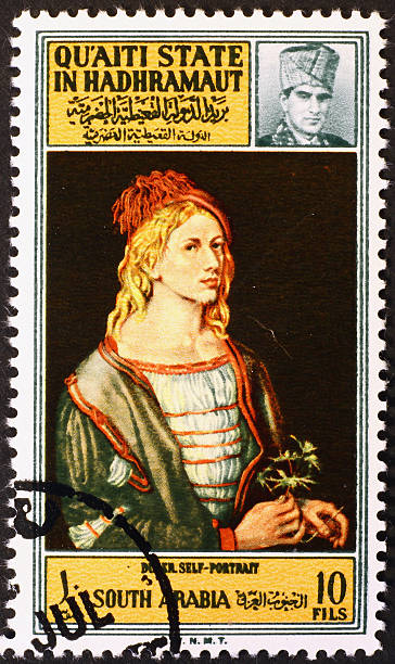Self-portrait by Albrecht Durer on stamp