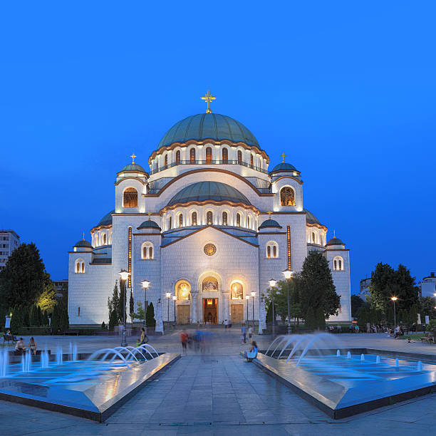 belgrado, sérvia, beograd, igreja de st sava à noite - belgrade churches - fotografias e filmes do acervo