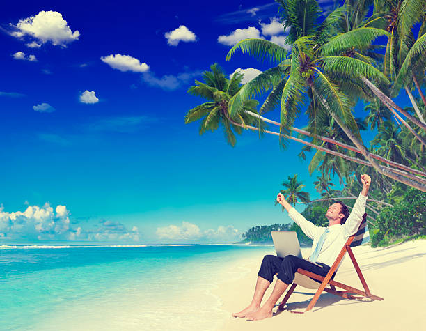 istock Businessman Relaxation Vacation Working Outdoors Beach Concept 478672816