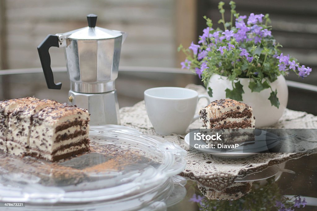 Cake for tea party cake, coffe, tea, flower, cup, teapot Afternoon Tea Stock Photo