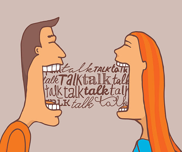 Couple talking and sharing a conversation vector art illustration