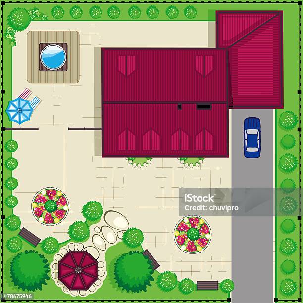 Residential House Plan Top View Stock Illustration - Download Image Now - 2015, Architect, Architecture