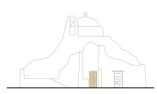 architectural drawing of Panagia Paraportiani church