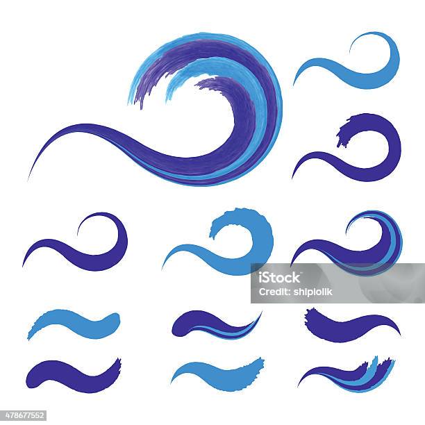 Wave Logo Template Set Stock Illustration - Download Image Now - Wave Pattern, Brush Stroke, Curve