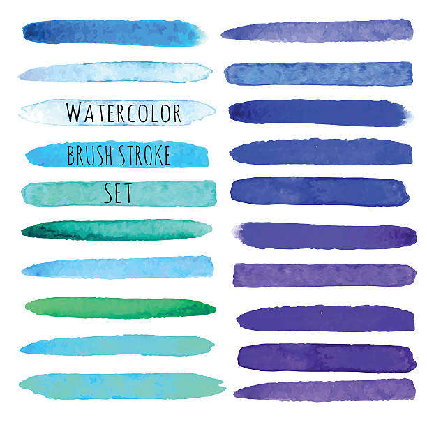 ilustrações, clipart, desenhos animados e ícones de escova de aquarela vetor de movimentos. - paint stroke single line striped