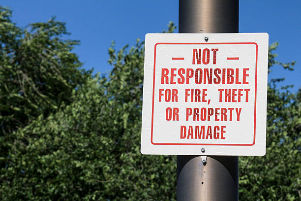 istock Not responsible for fire, theft or property damage sign 478681718