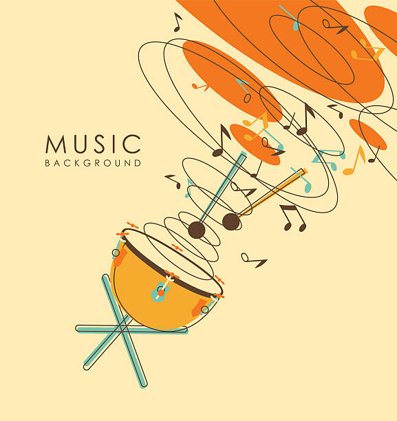 illustrations, cliparts, dessins animés et icônes de vintage abstrait fond musical - drum