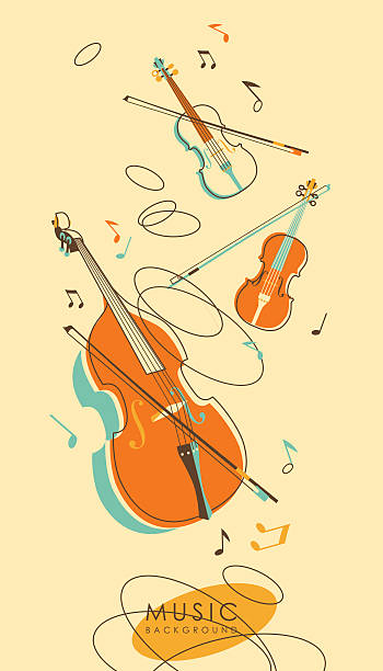 ilustraciones, imágenes clip art, dibujos animados e iconos de stock de vintage abstracto fondo musical - musical instrument string illustrations