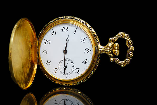 istock Gold pocket watch on a black background 478686517
