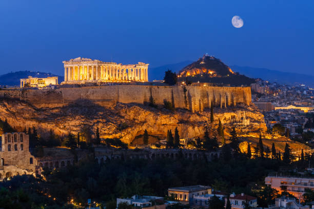 istock Acropolis and Herodium in Athens with moon 478689497