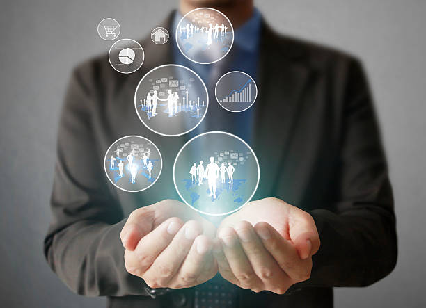 istock Holding virtual icon of social network in hand 478689650