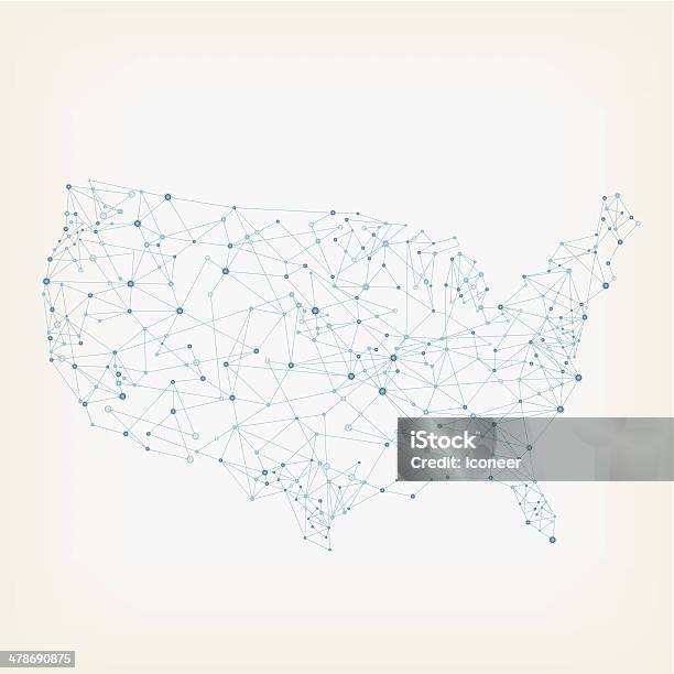 Usa Network Karte Stock Vektor Art und mehr Bilder von Abstrakt - Abstrakt, Amerikanische Kontinente und Regionen, Beige
