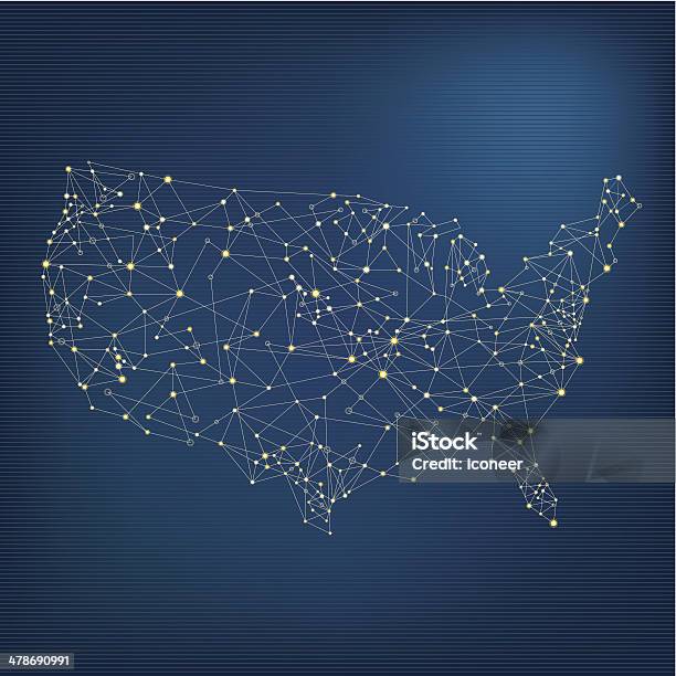 Usa Network Karte Stock Vektor Art und mehr Bilder von Karte - Navigationsinstrument - Karte - Navigationsinstrument, Rechnernetz, USA