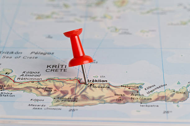 istock Iraklion Crete Marked With Red Pushpin on Map 478693365