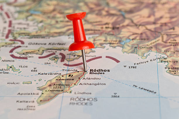 istock Rodhos Crete Marked With Red Pushpin on Map 478693371