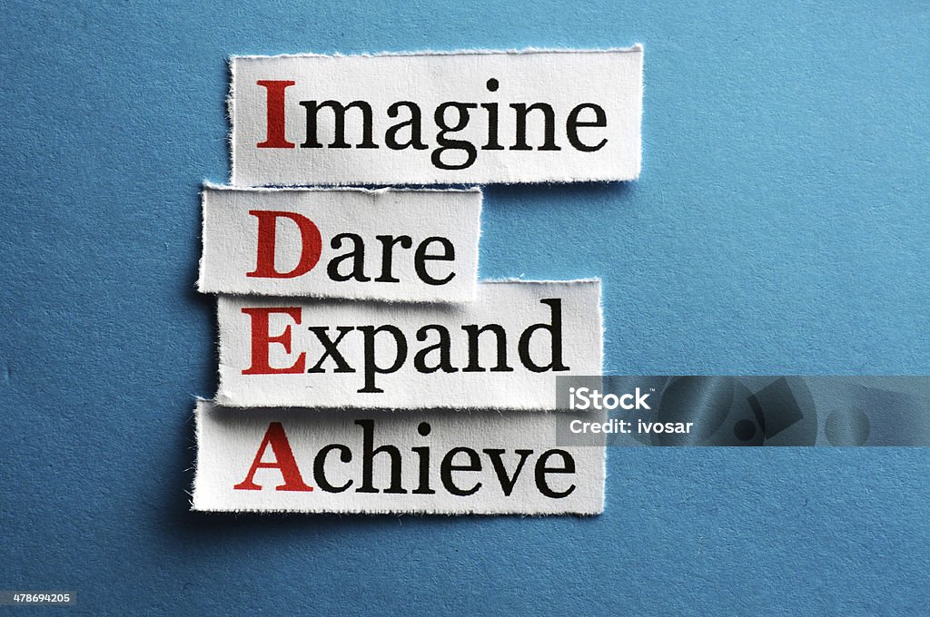 idea Idea  acronym  in business concept, words on cut paper hard light Achievement Stock Photo