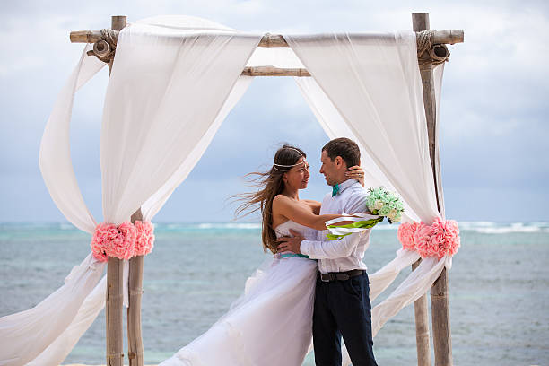 istock Young loving couple wedding in gazebo. 478694240