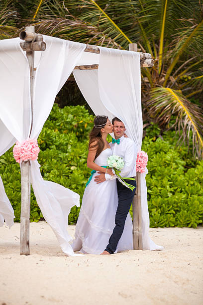 istock Young loving couple wedding in gazebo. 478694270