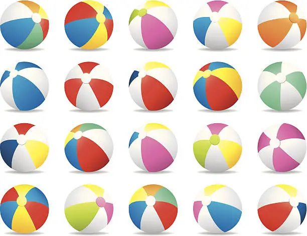 Vector illustration of Colorful Summer Beach Ball Vector Illustration Collection Set