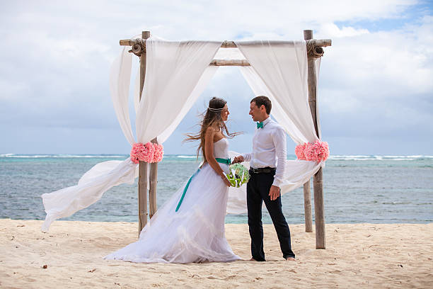 istock Young loving couple wedding in gazebo. 478695556