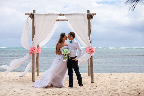 istock Young loving couple wedding in gazebo. 478695572