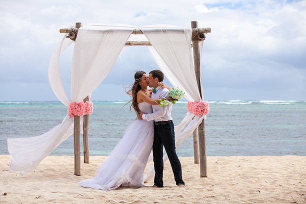 istock Young loving couple wedding in gazebo. 478695576