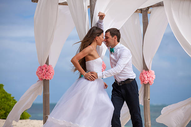 istock Young loving couple wedding in gazebo. 478696438