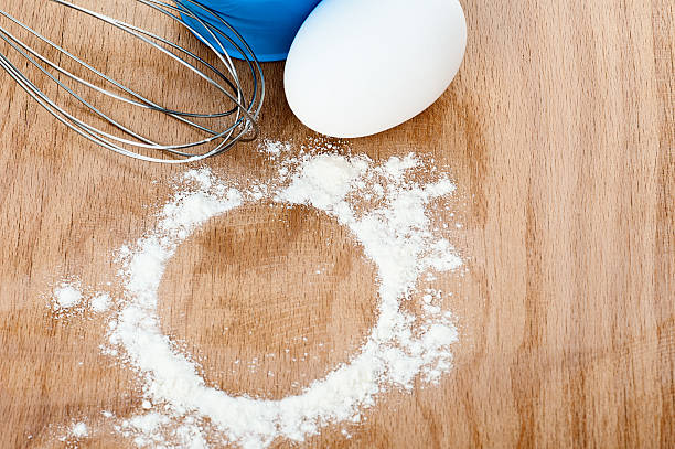 istock Egg and flour raw food on cutting board 478697827