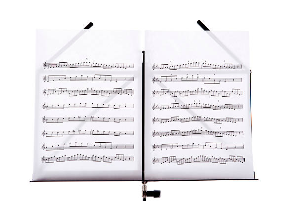 music stand with melody sheets stock photo