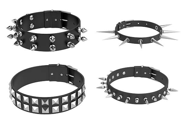 punk necklaces 3d render of punk necklaces spiked stock pictures, royalty-free photos & images