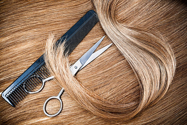 friseursalon - beauty spa scissors hairstyle beautician stock-fotos und bilder