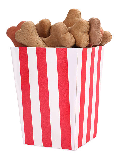 istock Snack food for dogs biscuits in striped box 478702682