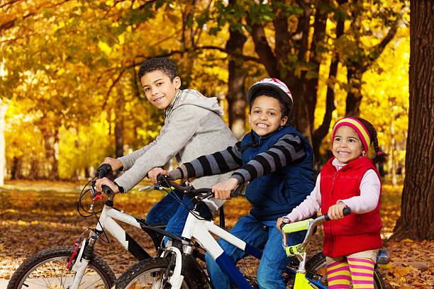 Bike ride in autumn park