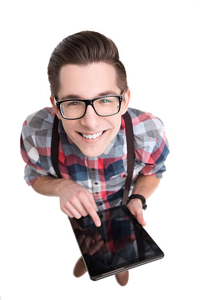 istock Nerd in glasses and checkered shirt 478704110