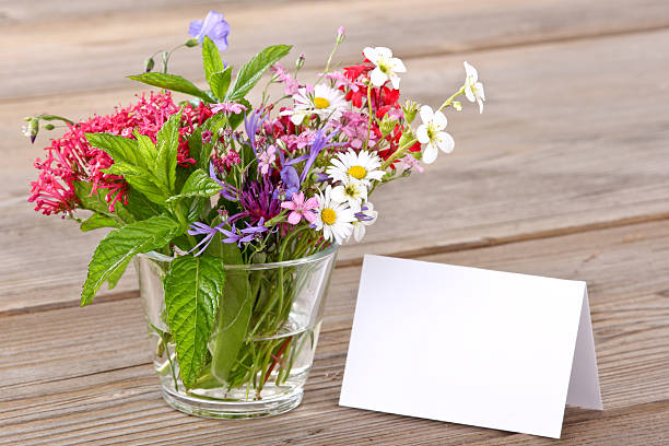 Blank card with bunch of flowers