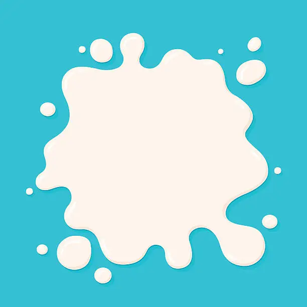 Vector illustration of White milk splash. Blot on blue background