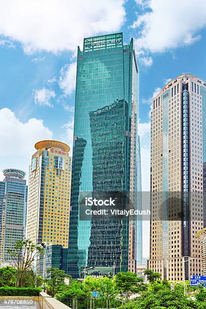 Skyscrapers City Building Of Pudong Shanghai Stock Photo - Download Image Now - 2015, Above, Aerial View