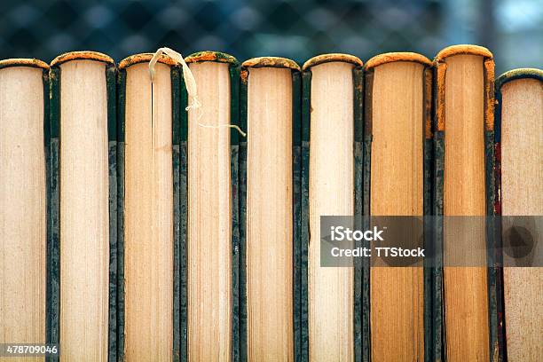Old Books In A Row Stock Photo - Download Image Now - Book Spine, Yellow, 2015