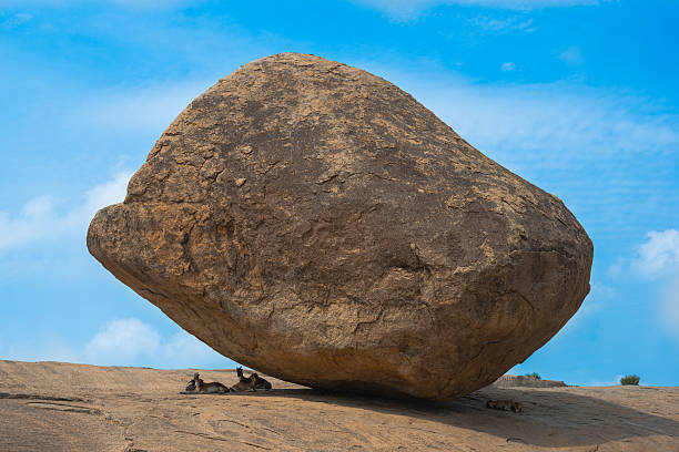 ancient Balancing Ball in Mahabalipuram, Tamil Nadu, India