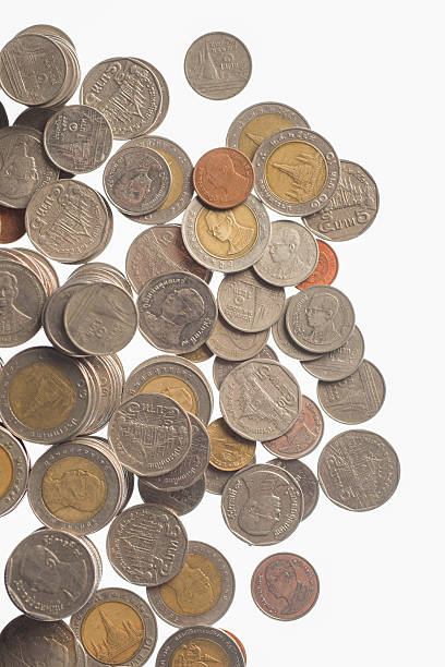 istock Silver coins of Thailand and white background 478710034