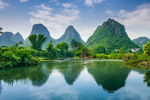 Karst Mountains of Guilin Karst Mountain landscape in Guilin, China. yangshuo stock pictures, royalty-free photos & images