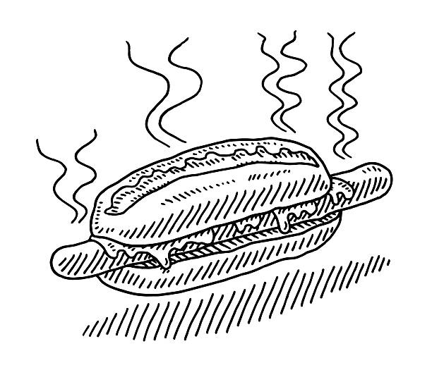 ilustrações, clipart, desenhos animados e ícones de cachorro-quente de fast food desenho - take out food white background isolated on white american cuisine